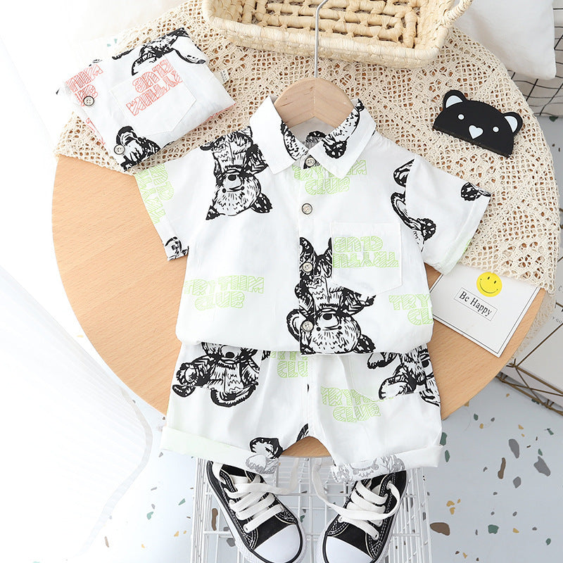 Stylish Baby Lapel Short Sleeve Shirt Suit: Lightweight Korean Children's Clothing