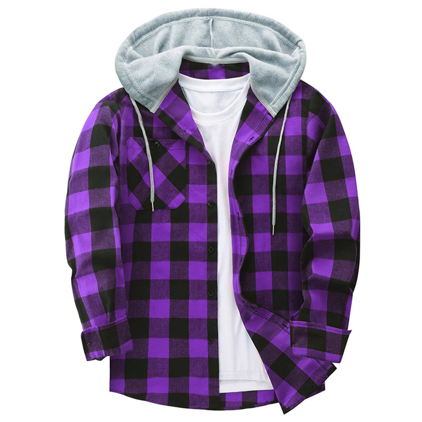 Stay Stylishly Comfortable: Men's Casual Hooded Plaid Shirt