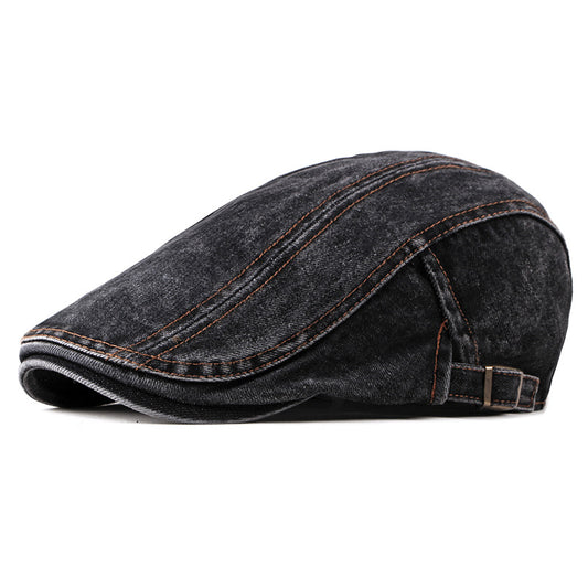 Fashion Wash Denim Beret for Men - Stylish Tie-Dyed Headwear