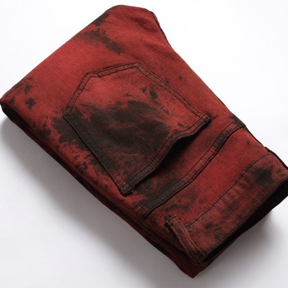 Make a Statement: Stretch Tie-Dyed Red Brick Jeans