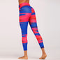 Blue & Red Digital Print yoga pants High waist Contrast color athletic leggings