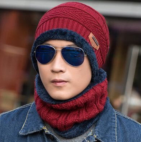 Men's Knitted Wool Hat Casual Warm Bib - Korean Style Headwear