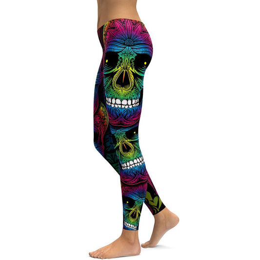 Rainbow Skull Leggings Women Plus Size Leggings