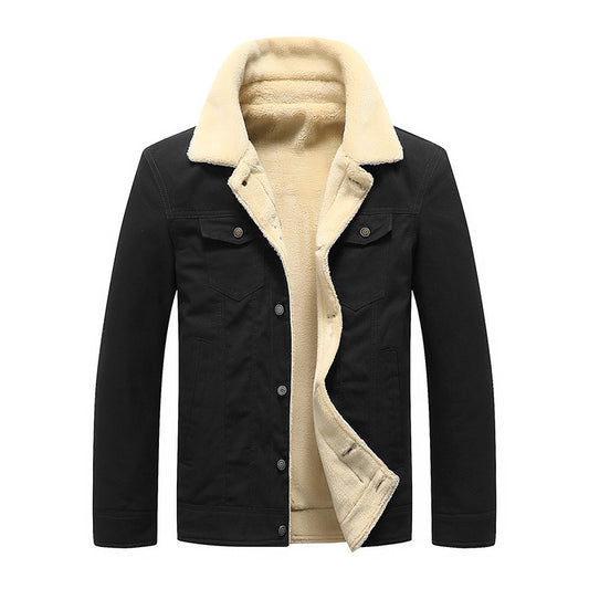 Men's Fashion Casual Zipper Regular Thickened Single-Breasted Jacket