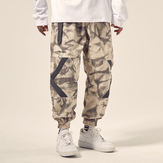 Youthful Appeal: Khaki Gray Camouflage Cargo Pants