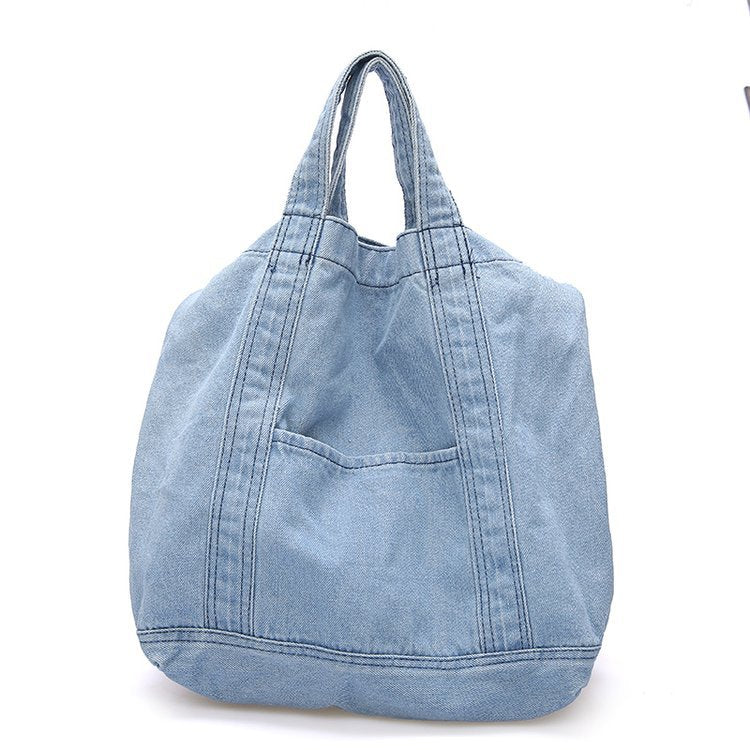 Stylish Women's Canvas Denim Tote Bag with Large Capacity