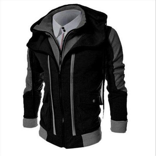 Casual Men's Cardigan Jacket with Hood and Cotton Liner