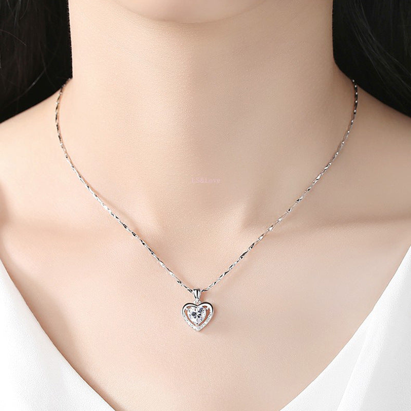 925 Heart-shaped Rhinestones Necklace Luxury Personalized Necklace For Women Jewelry Jewelry Valentine's Day Gift