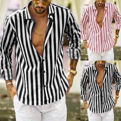 Classic Sophistication: Men's Long Sleeve Striped Shirt