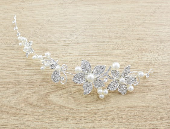 Elegant Butterfly Bridal Jewelry Set: Chain Pearl Three-Piece Headdress Set