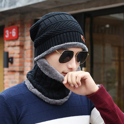 Men's Knitted Wool Hat Casual Warm Bib - Korean Style Headwear