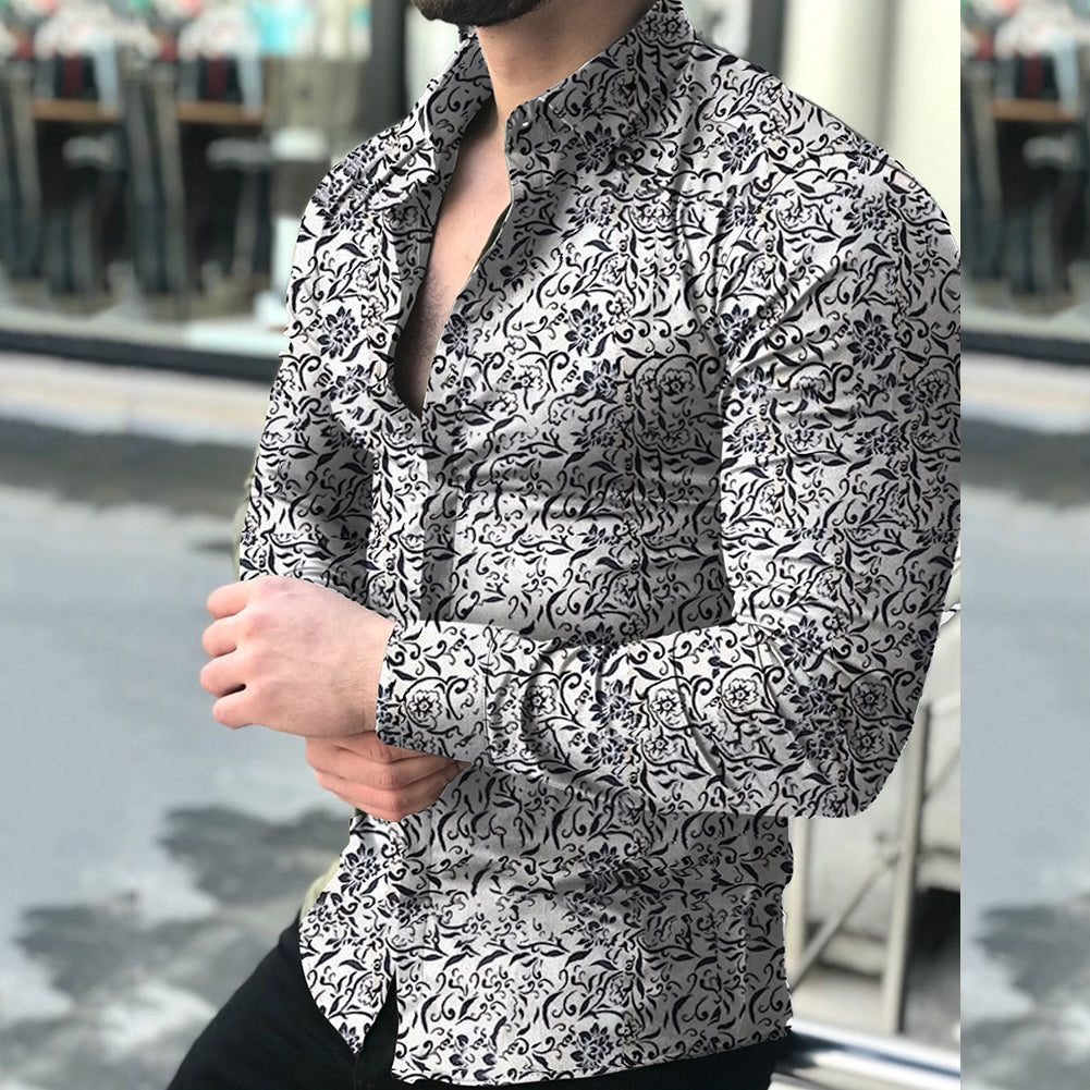 Stylish Lapel Printed Floral Shirt for Casual Elegance