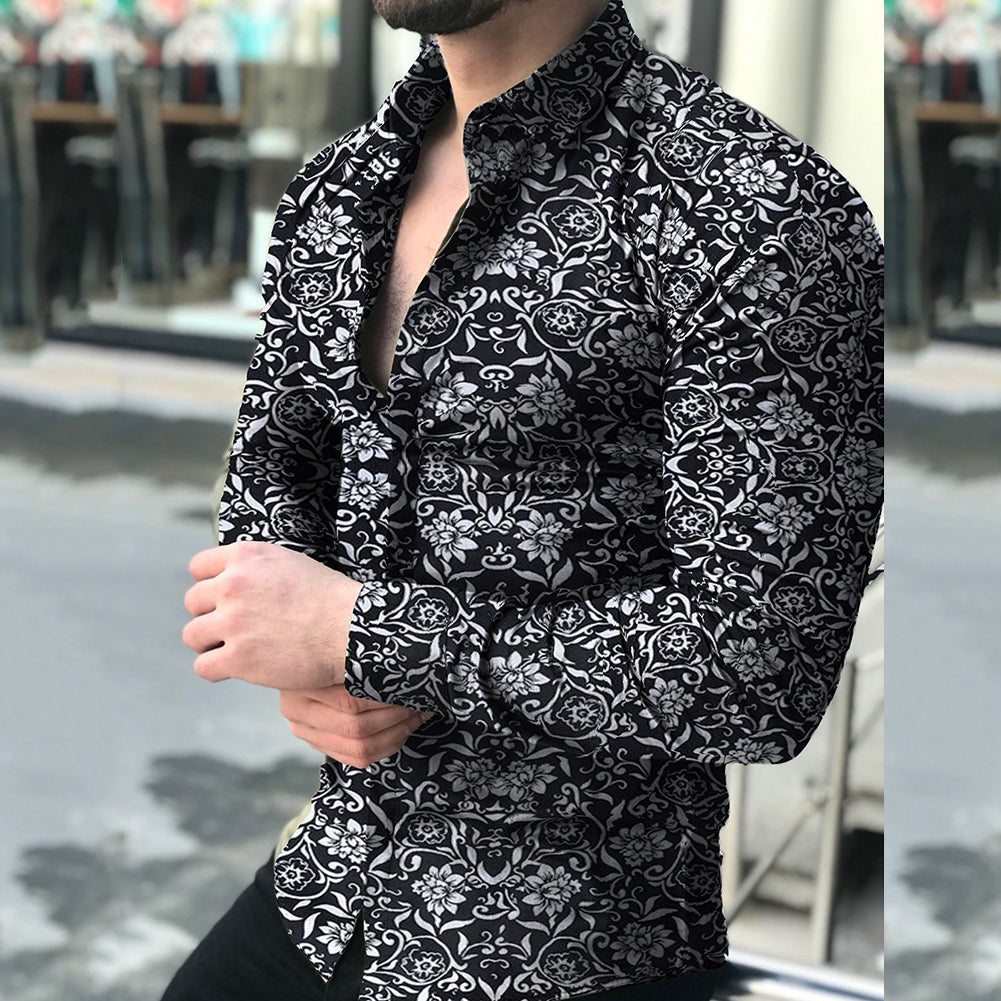 Stylish Lapel Printed Floral Shirt for Casual Elegance