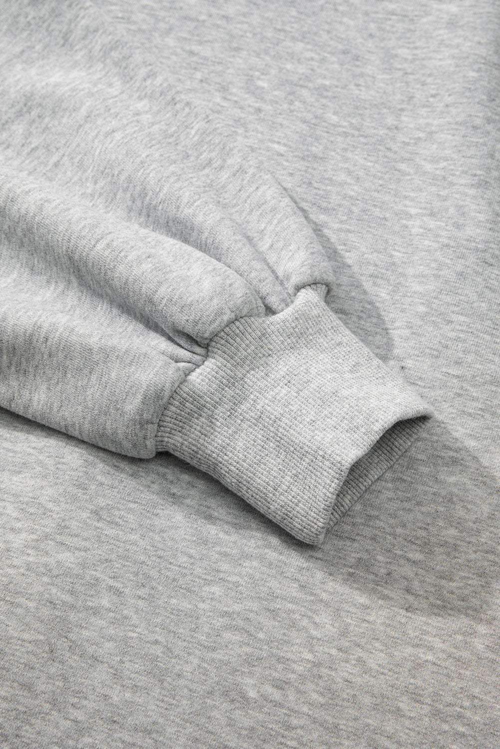 Light Grey Fleece Lined Half Zipper Kangaroo Pockets Loose Hoodie