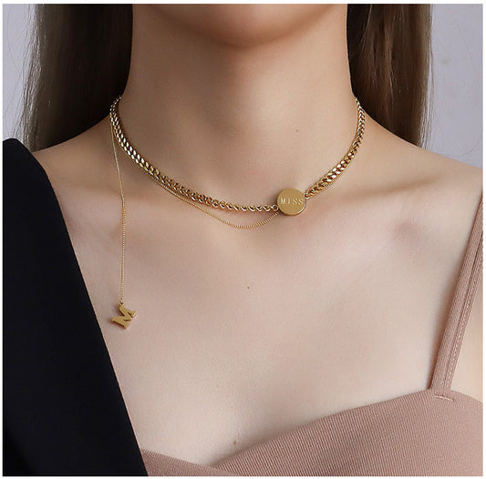 Elegant M Word Multiply Necklace: Female Collarbone Chain