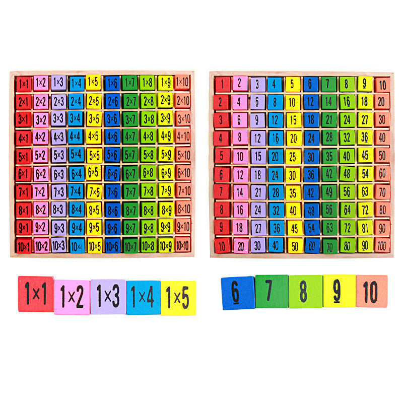 Wooden Children's 99 Multiplication Formulas Puzzle Learning Early Education