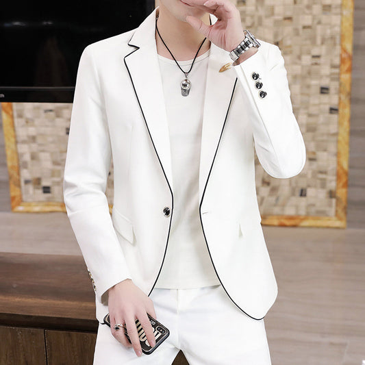 Sleek Men's Slim Korean Style Small Suits in Cotton Fabric