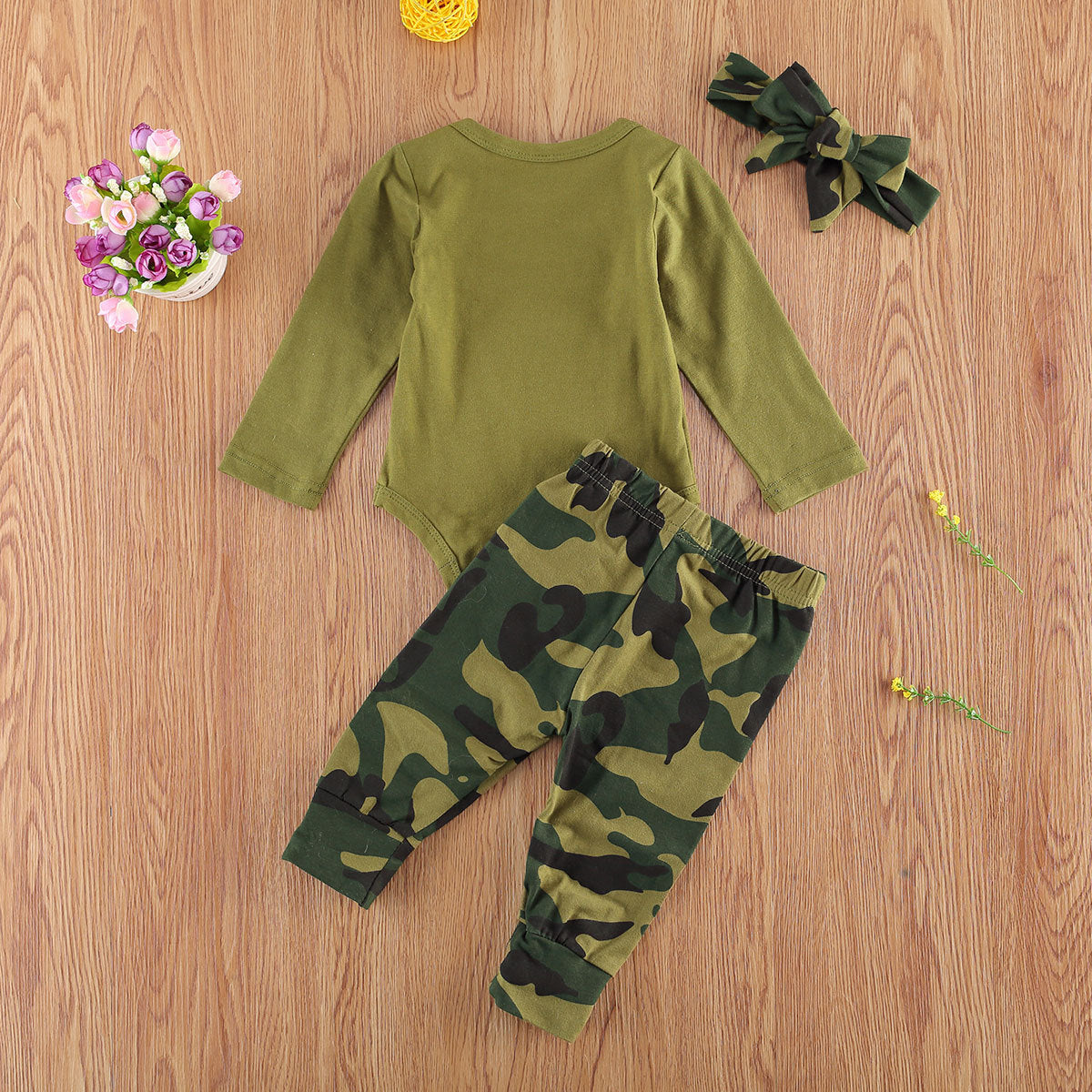 Letter and Camouflage Printed Children's Three-Piece Set: New Arrival