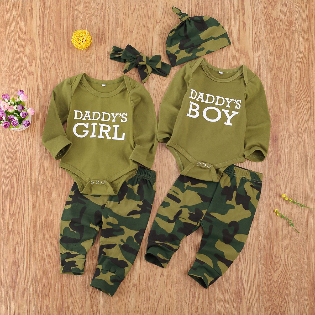 Letter and Camouflage Printed Children's Three-Piece Set: New Arrival