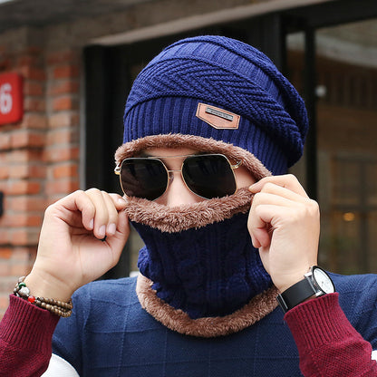 Men's Knitted Wool Hat Casual Warm Bib - Korean Style Headwear