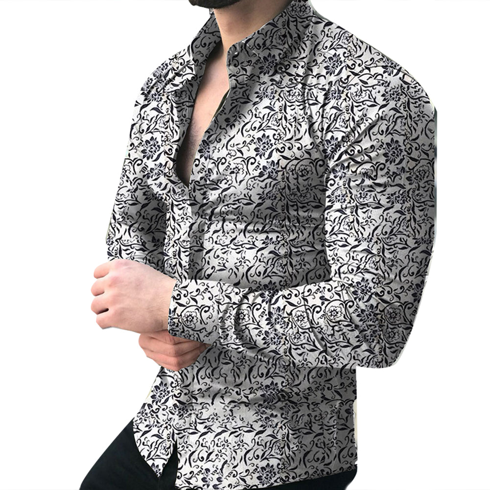 Stylish Lapel Printed Floral Shirt for Casual Elegance