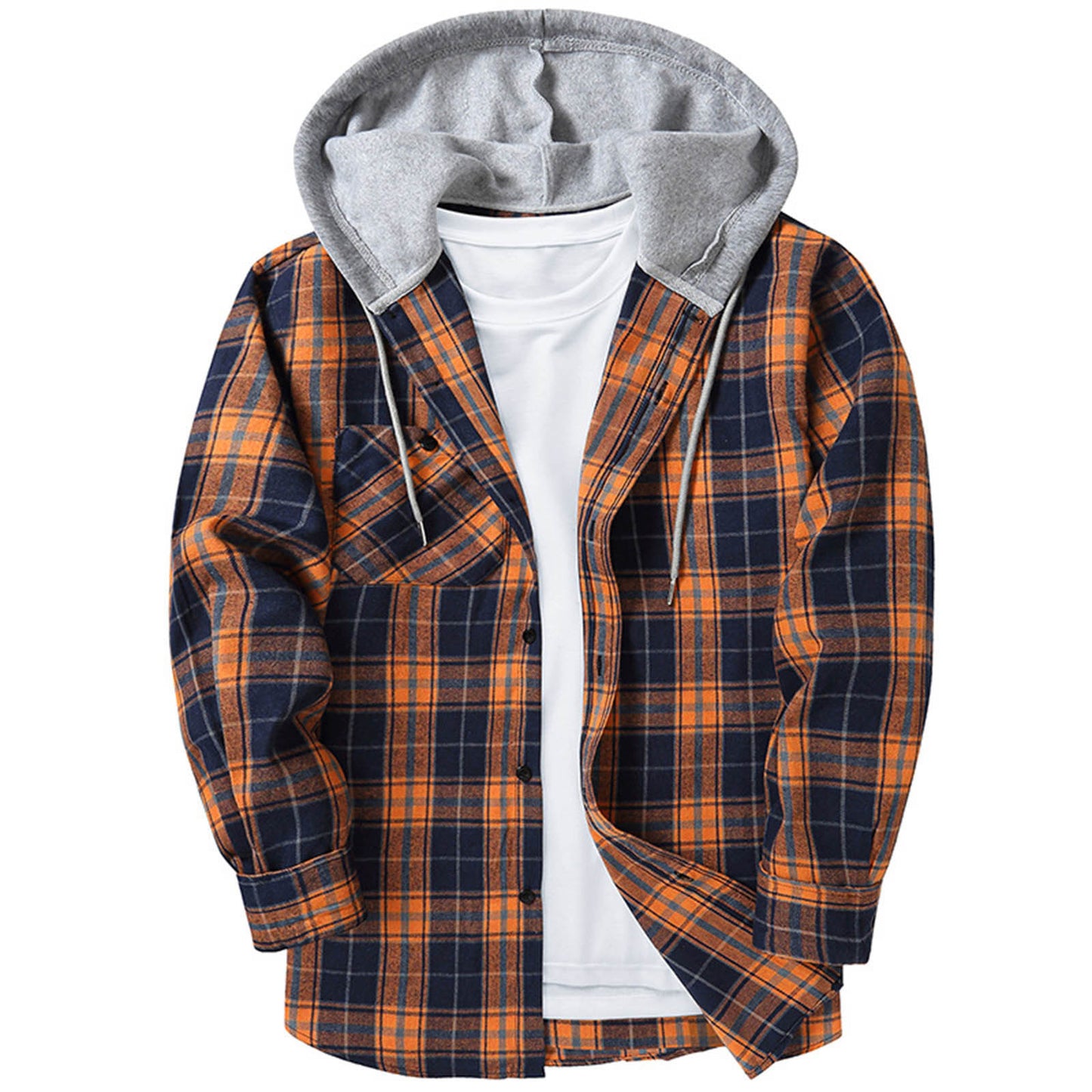 Stay Stylishly Comfortable: Men's Casual Hooded Plaid Shirt