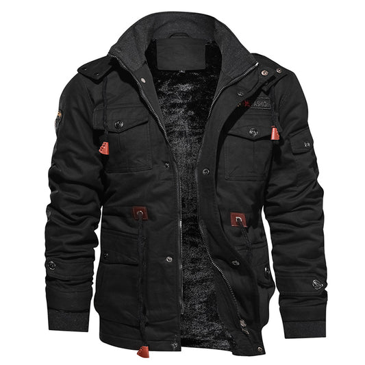 Men's Winter Fleece Hooded Military Jacket: Stylish and Warm Outerwear