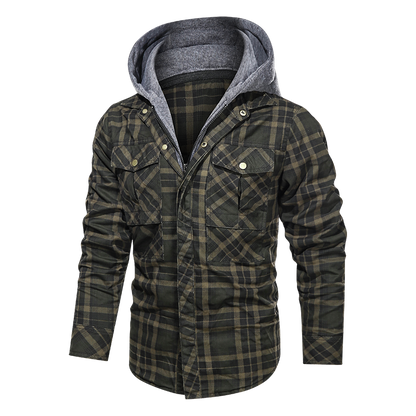 Men's Warm Fleece Thick Jacket with Detachable Hood: Stylish Outerwear for Autumn and Winter