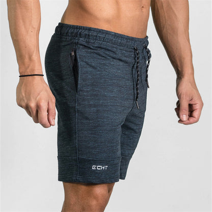 Men's Gyms Shorts Bodybuilding Clothing Men Fitness Zipper Pathwork Workout Cotton Shorts