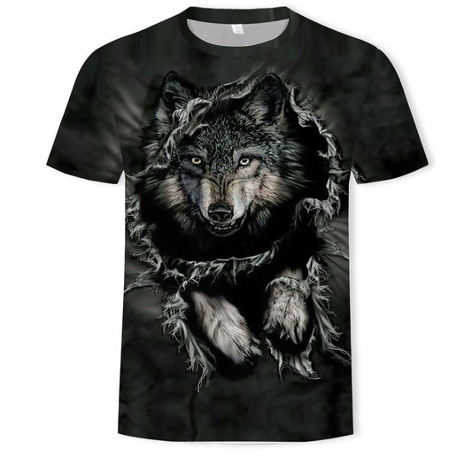 Wolf 3D Printed T-Shirt - Short Sleeve Loose Men's Top