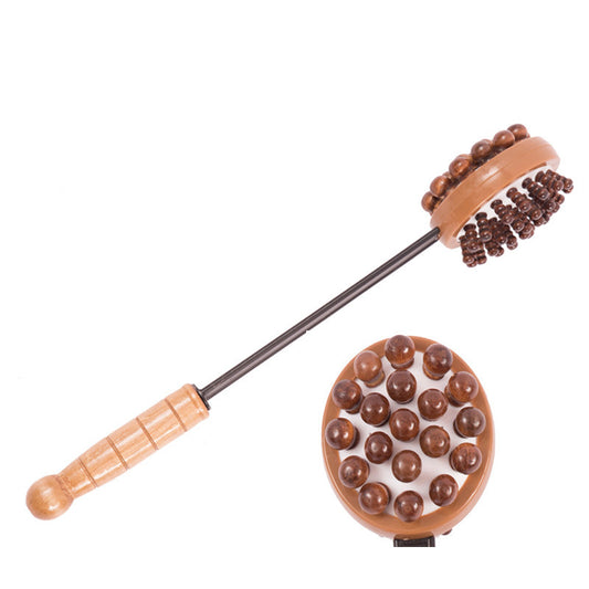 Wooden Ball Health Meridian Back Hammer: Massage Stick