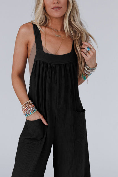 Black Wide Leg Ruffle Jumpsuit