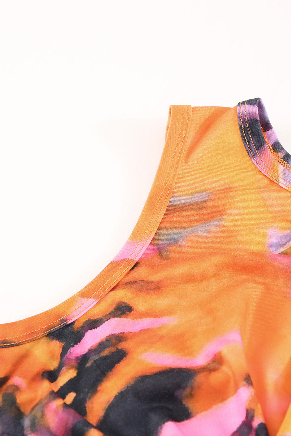 Multicolor Tie-dye Print Hollow Out Twist Bodycon Mini Dress