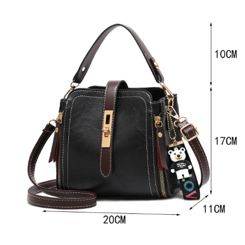 Vintage PU Leather Messenger Bag - Versatile Crossbody Handbag for Women