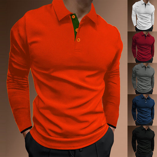 Men's Casual Stand Collar Stretch Vertical Stripe Long Sleeve Shirt