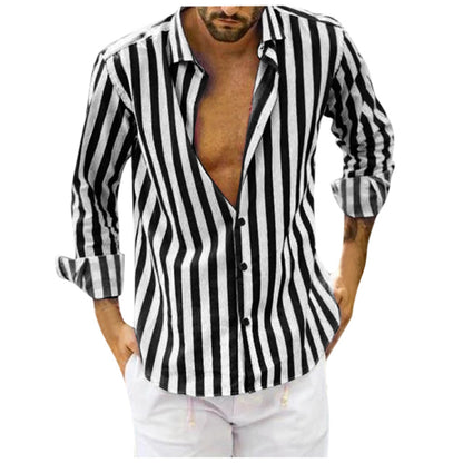 Classic Sophistication: Men's Long Sleeve Striped Shirt