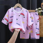 Summer Cotton Silk Air-Conditioning Baby Clothes: Cartoon Pajamas