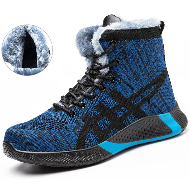 Winter Plush Boots Men's Labor Protection Safety Shoes Anti-Puncture Work Boots