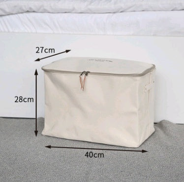 Thick canvas storage box clothes finishing storage bag with cover zipper quilt storage bag