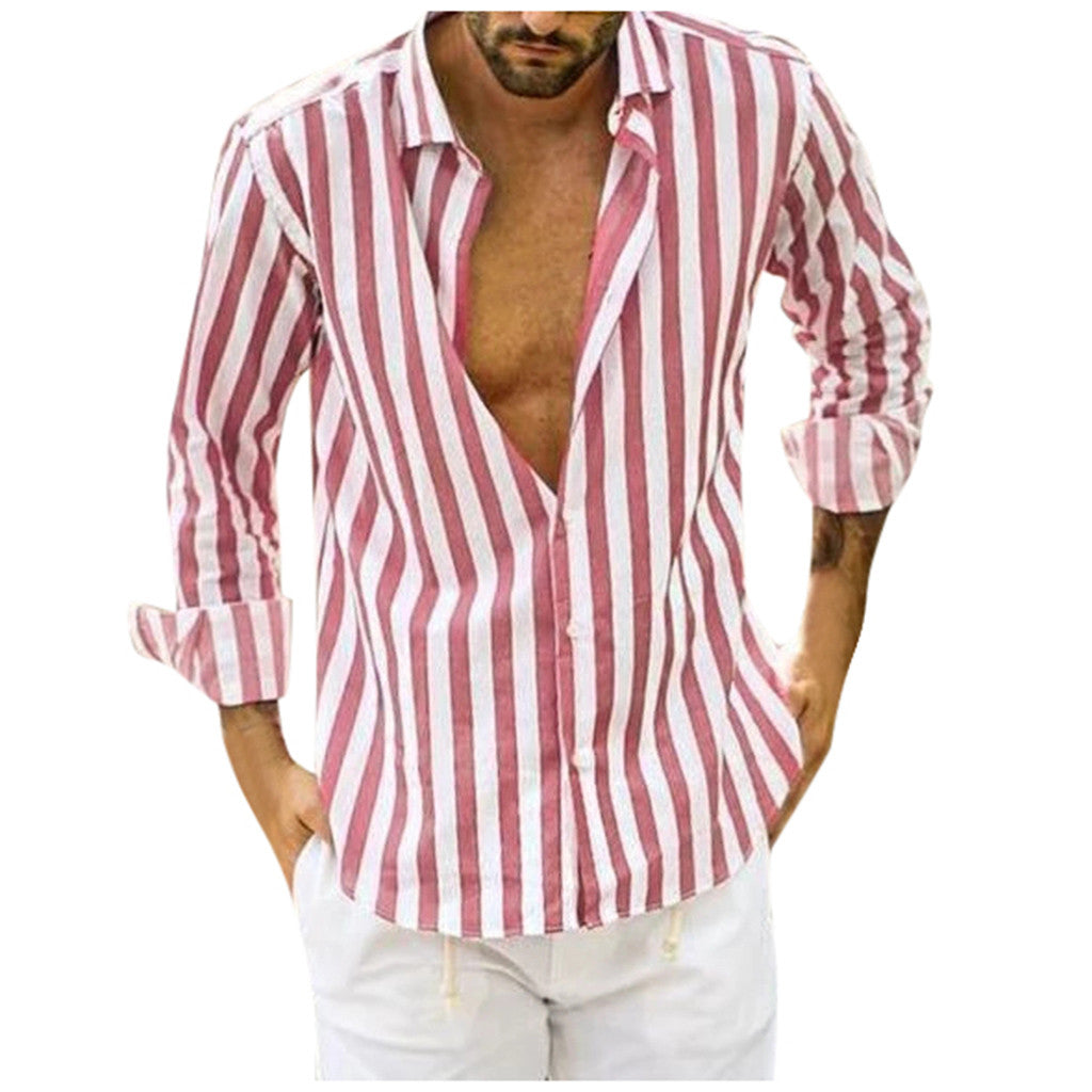 Classic Sophistication: Men's Long Sleeve Striped Shirt