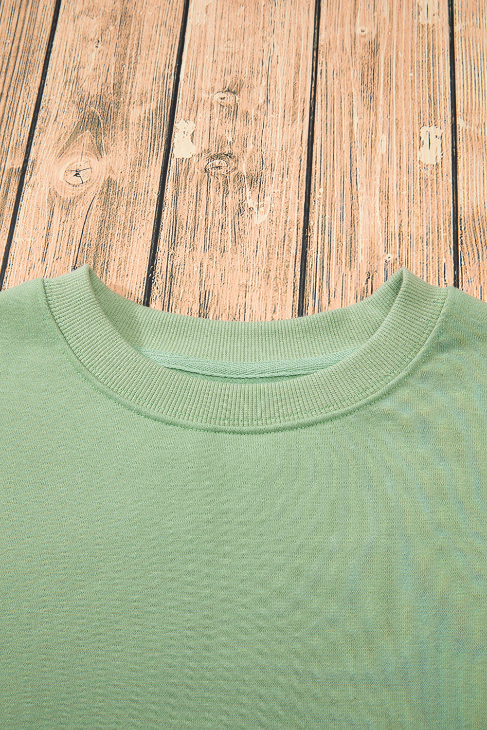 Smoke Green Solid Fleece Lined Drop Shoulder Terry Sweatshirt