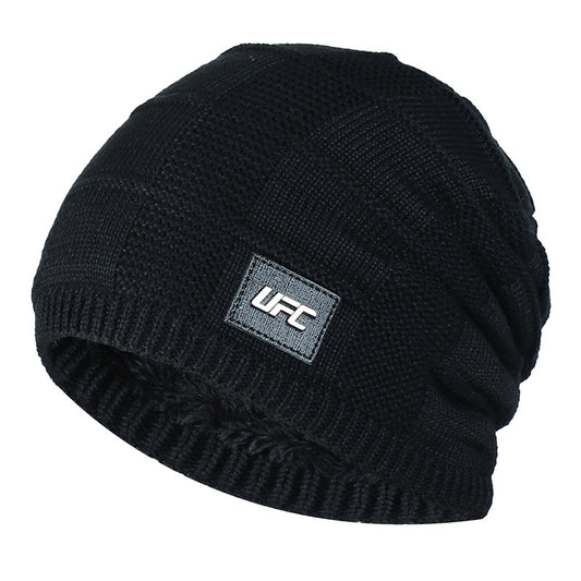 Knitted Hat Male Plush Wool Outdoor Pullover