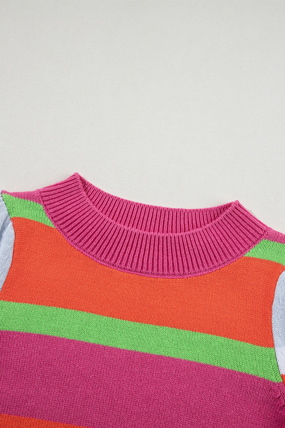 Multicolour Color Block Cropped Short Sleeve Sweater