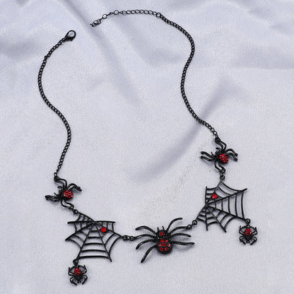 Halloween Spider And Spider Web Necklace Personality Clavicle Necklace Fashion Jewelry Accessories