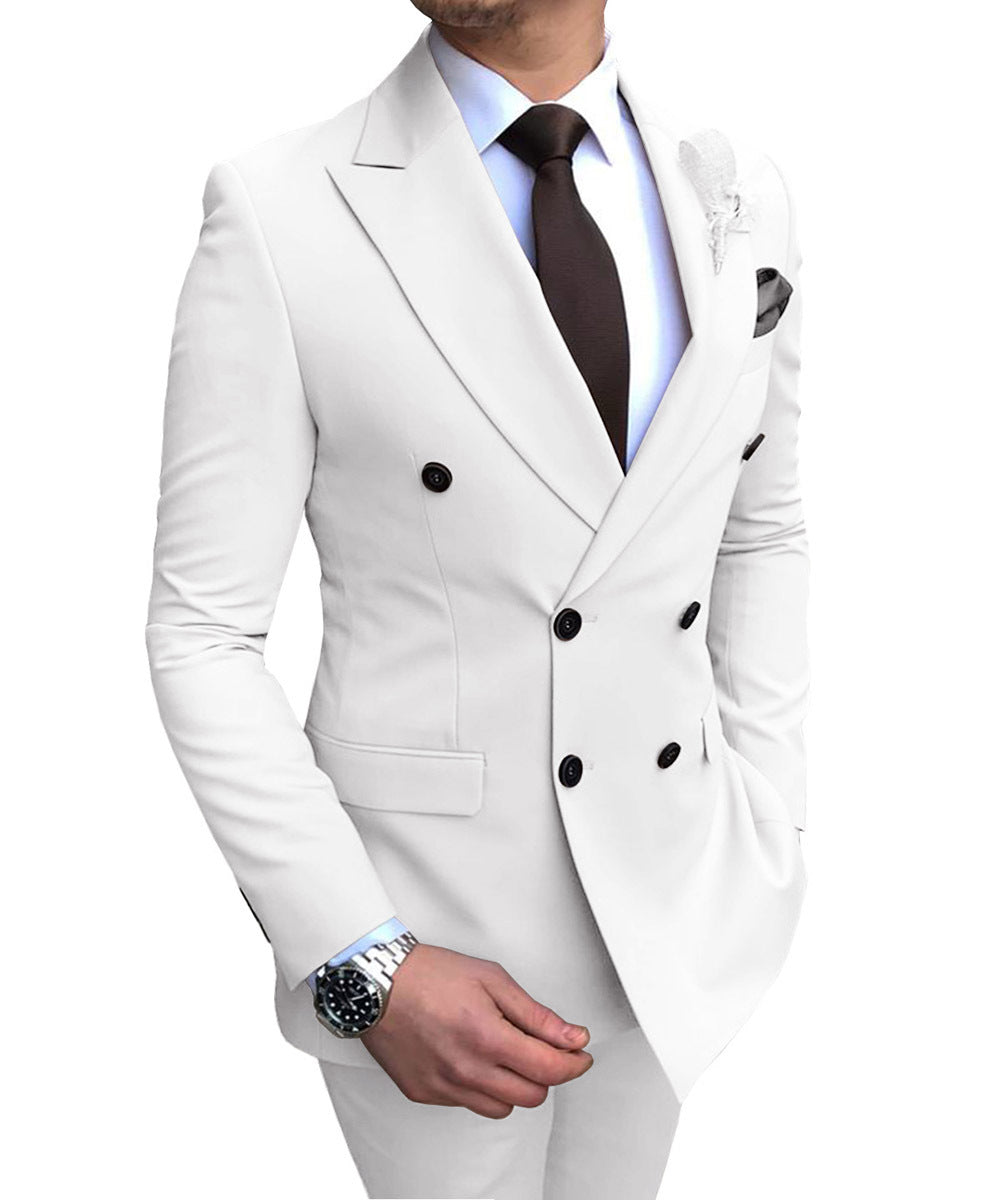 Elegant Double-Breasted Wedding Groomsman Suit