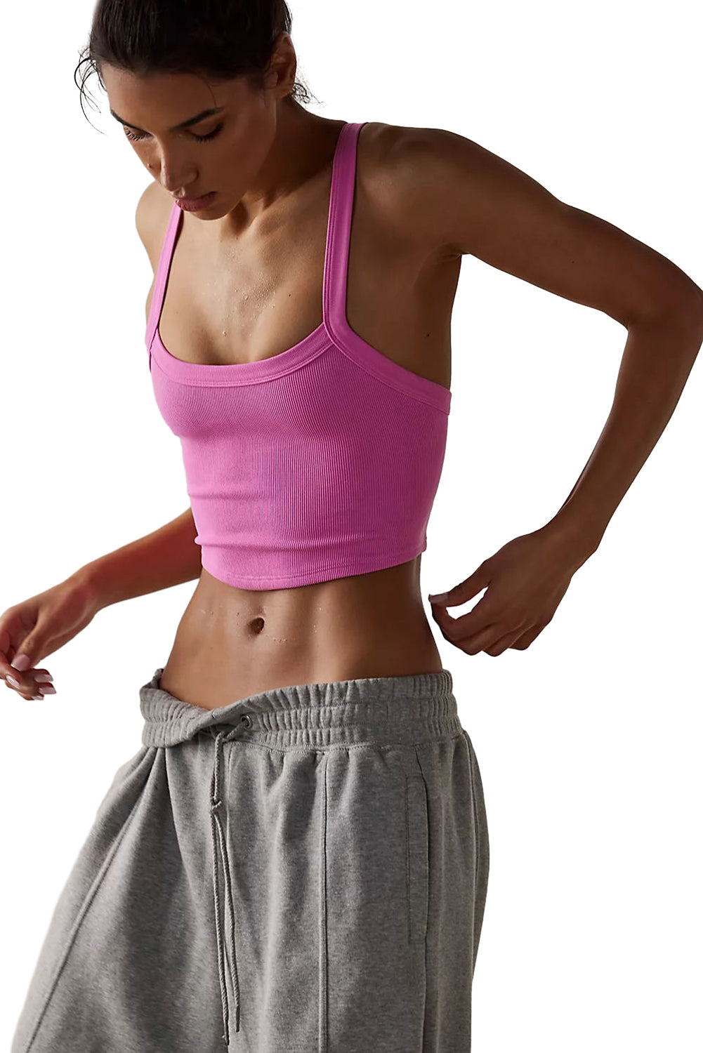 Bonbon Athletic Ribbed Cropped Cami Top