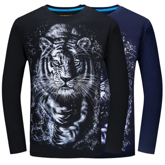 Fierce Style: White Tiger Print Long Sleeve T-Shirt