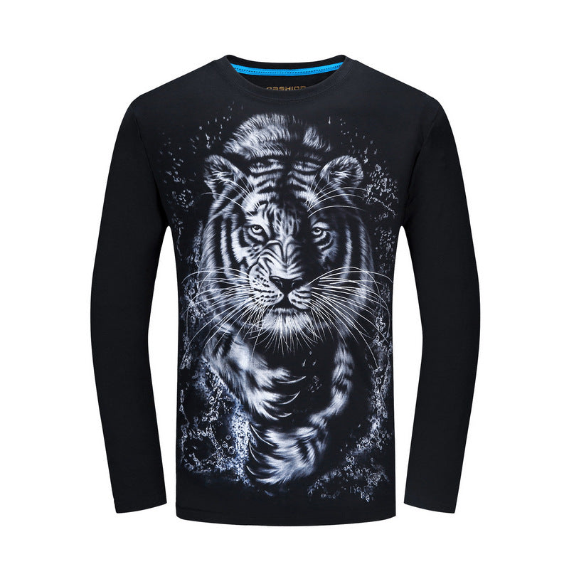 Fierce Style: White Tiger Print Long Sleeve T-Shirt