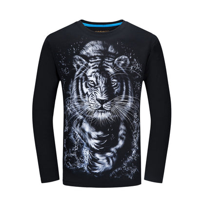 Fierce Style: White Tiger Print Long Sleeve T-Shirt