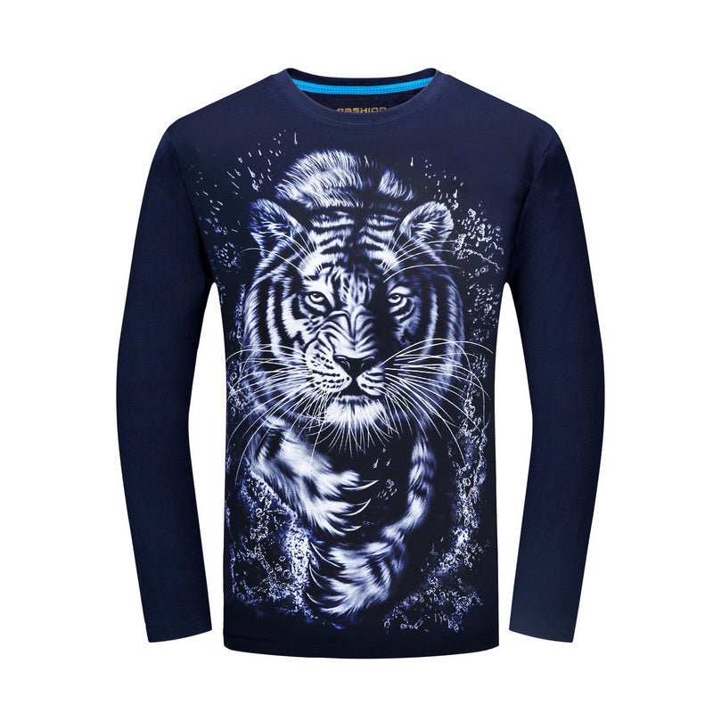 Fierce Style: White Tiger Print Long Sleeve T-Shirt